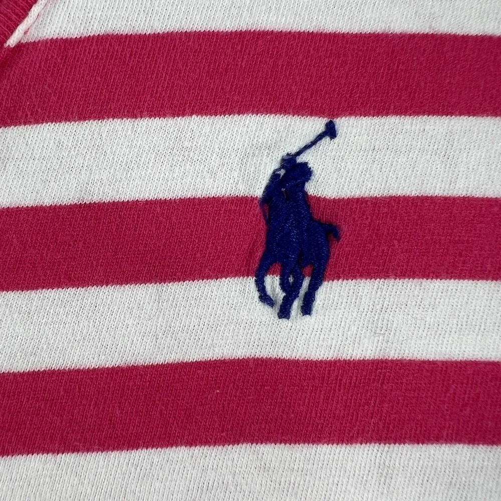 Ralph Lauren Shirt Youth Girls Large Pink Striped Short Sleeve Soft Cotton